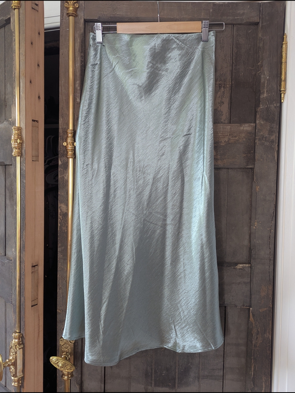 Light Seafoam Green Satin Maxi Skirt